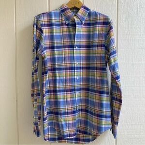 Ralph Lauren Blue and Yellow Plaid Men's Shirt Size Small